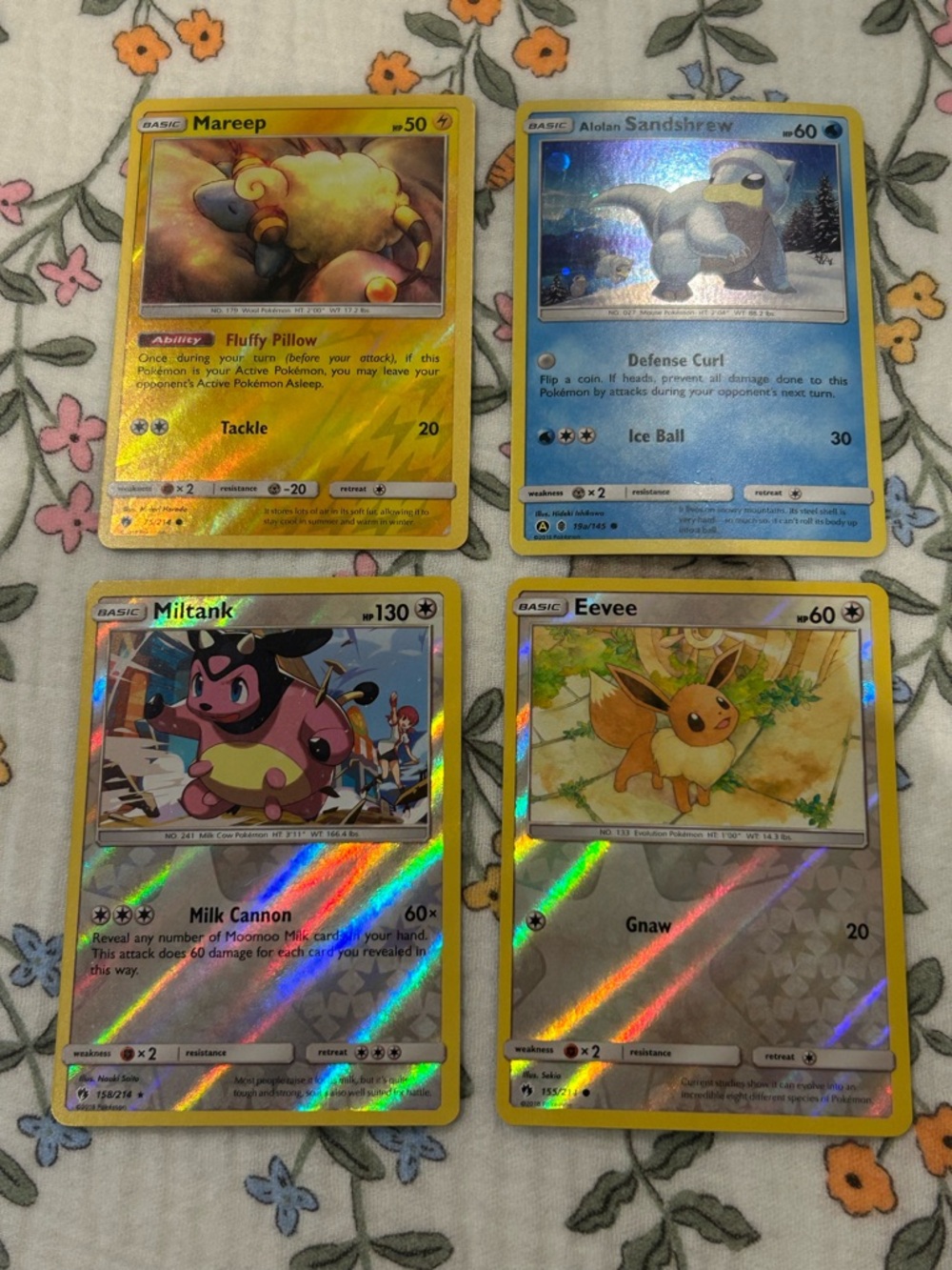 Pokemon Miltank, Mareep, Alolan, Eevee, 2018 Reverse Holo, Collectible, Bundle